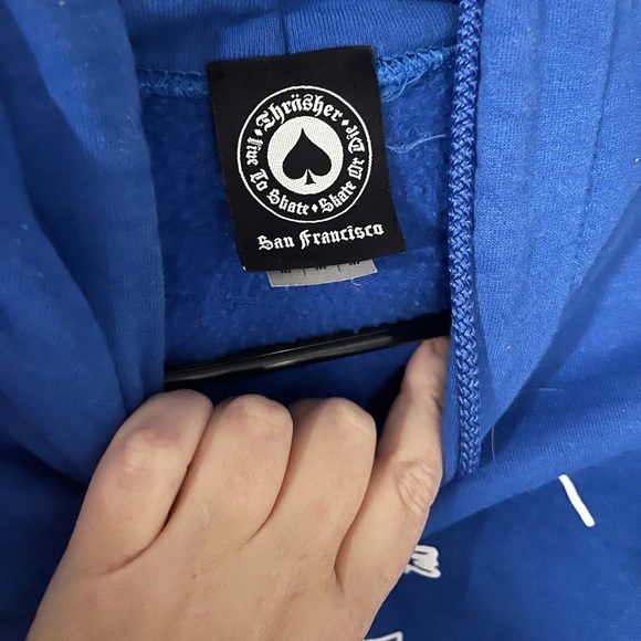 Thrasher royal blue hoodie with skater man on front M - Picture 2 of 5